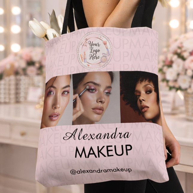 Blush Pink Schrift Logo Foto Makeup Studio Tasche (Von Creator hochgeladen)