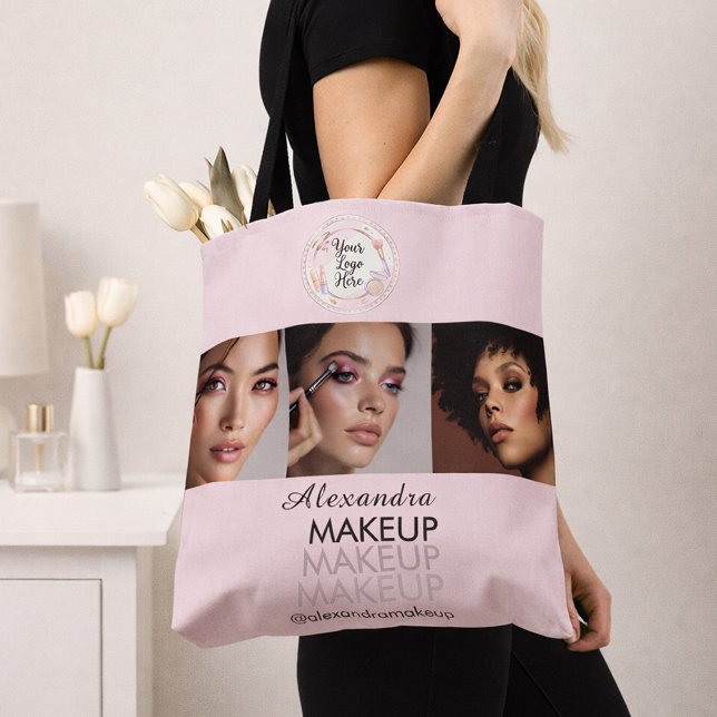 Blush Pink Schrift Logo Foto Makeup Studio Tasche (Von Creator hochgeladen)