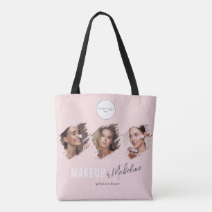 Blush Pink Schrift Logo Foto Makeup Studio Tasche
