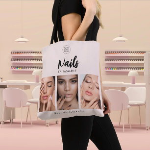 Blush Pink Schrift Logo Foto Nagel Künstlerin Tasche