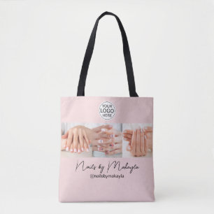 Blush Pink Schrift Logo Foto Nagelstudio Tasche