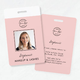 Blush Pink Script Logo Employee ID Photo Makeup Ausweis
