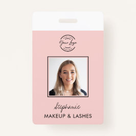 Blush Pink Script Logo Employee ID Photo Makeup Ausweis