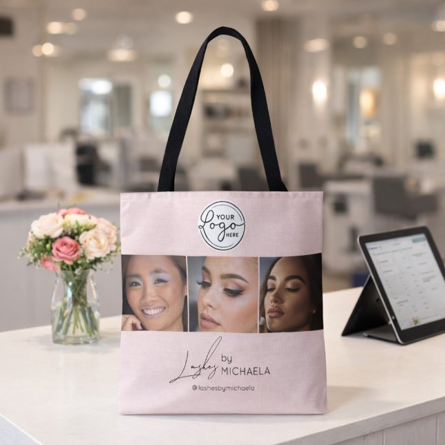 Blush Pink Script Logo Foto Lashes Studio  Tasche (Von Creator hochgeladen)