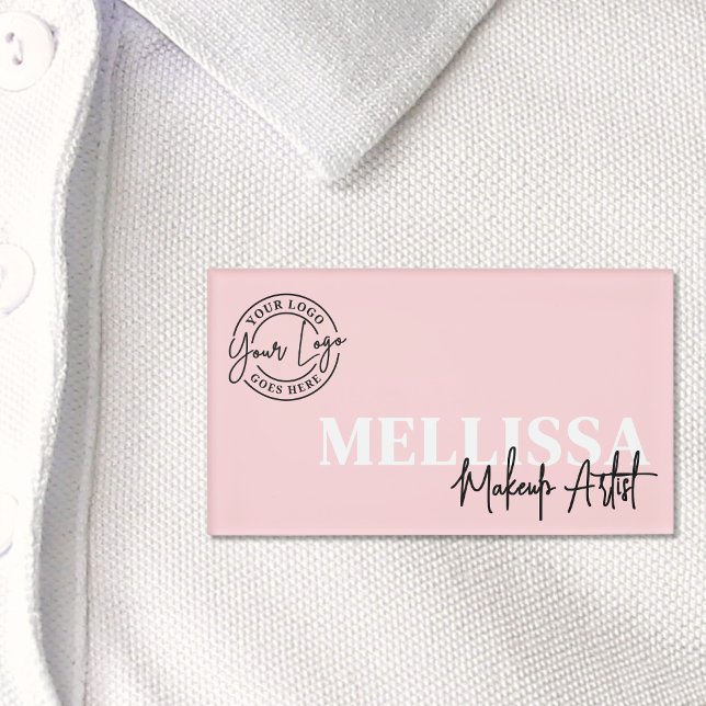 Blush Pink Script Logo Makeup Namenschild (Blush Pink Script Logo Makeup Name Tag)