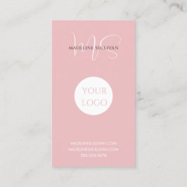 Blush Pink Script Logo Modern Visitenkarte
