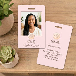 Blush Pink Script Logo Photo Lashes and Brows Ausweis