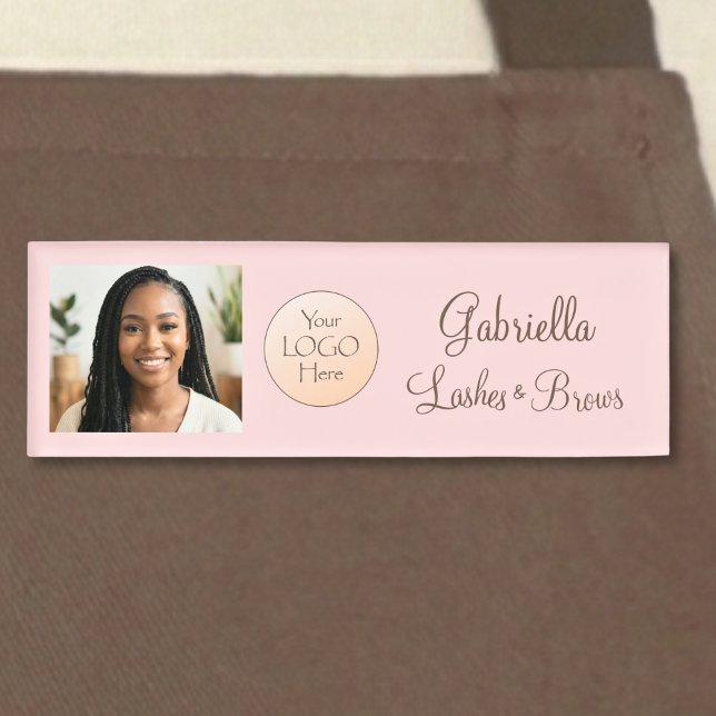 Blush Pink Script Logo Photo Lashes and Brows Namenschild (Von Creator hochgeladen)