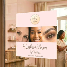 Blush Pink Script Logo Photo Lashes Brows Studio Fensteraufkleber