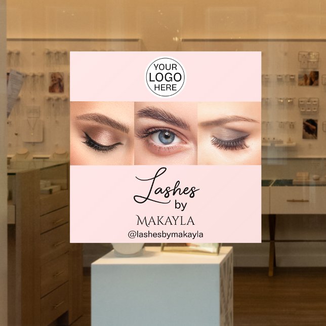 Blush Pink Script Logo Photo Lashes Studio Fensteraufkleber (Von Creator hochgeladen)