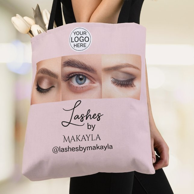 Blush Pink Script Logo Photo Lashes Studio Tasche (Von Creator hochgeladen)