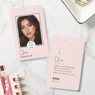 Blush Pink Script Logo Photo Makeup  Ausweis