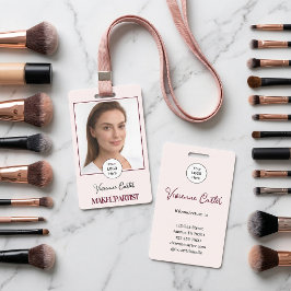 Blush Pink Script Logo Photo Makeup Ausweis
