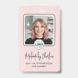 Blush Pink Script Logo Photo Makeup  Ausweis
