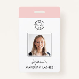 Blush Pink Script Logo Photo Makeup Employee ID Ausweis