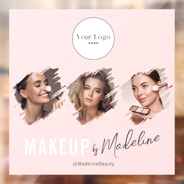 Blush Pink Script Logo Photo Makeup Studio Fensteraufkleber (Blatt 2)