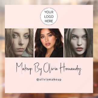 Blush Pink Script Logo Photo Makeup Studio Fensteraufkleber