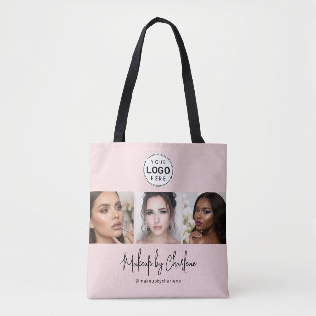 Blush Pink Script Logo Photo Makeup Studio Tasche (Vorderseite)