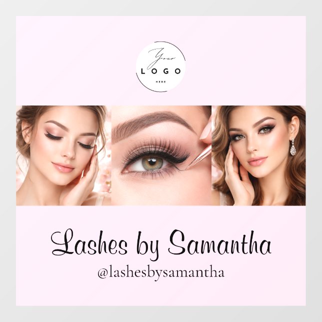 Blush Pink Script Logo Photo Makeup Studio Window Fensteraufkleber (Blatt)