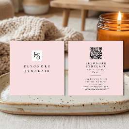 Blush Pink Script Logo QR Code Lashes Quadratische Visitenkarte