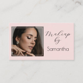 Blush Pink Script Social Icon QR Code Photo Makeup Visitenkarte