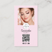 Blush Pink Script Social Icon QR Code Photo Makeup
