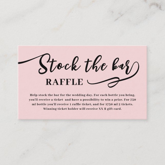 Blush Pink Script Stock the bar Bridal Shower  Begleitkarte (Vorderseite)