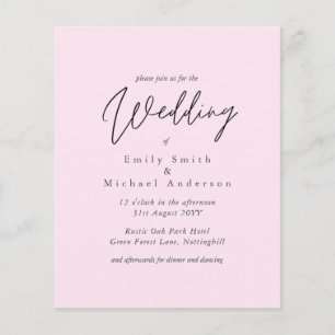 Blush Pink Script Typografie nur Budget Hochzeit