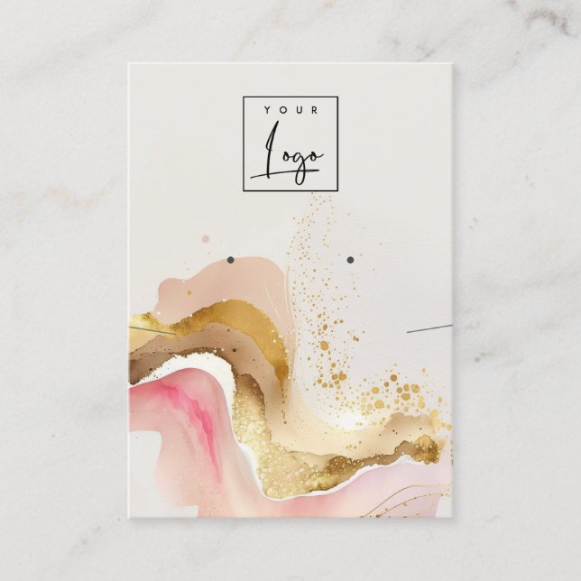 Blush Pink Shiny-Logo mit Nekklasseanzeige Visitenkarte (Vorderseite)