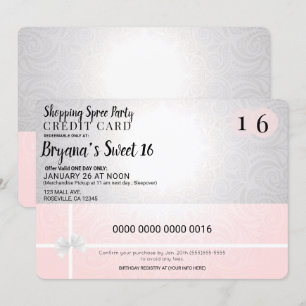 Blush Pink Shopping Spree Credit Sweet 16 Party Einladung