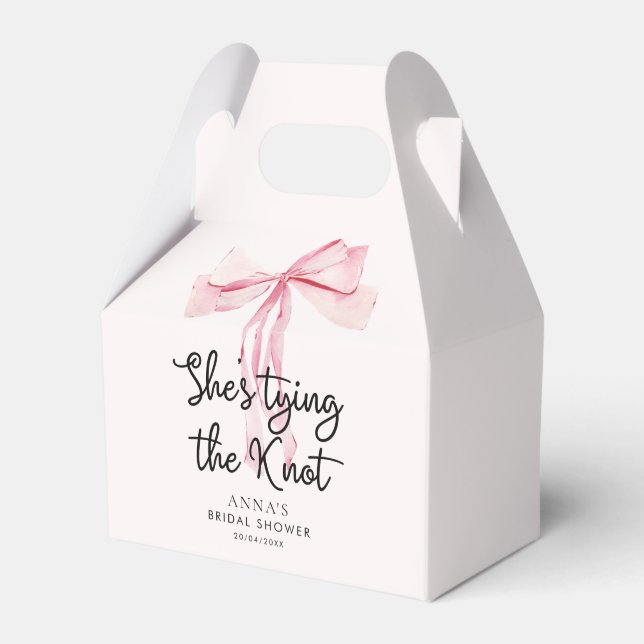 Blush Pink sie bindet das Brautparty des Knotens Geschenkschachtel (Vorderseite)