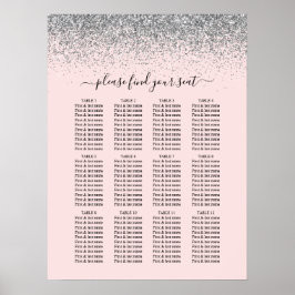 Blush Pink & Silver Glitzer Hochzeitskarte Poster