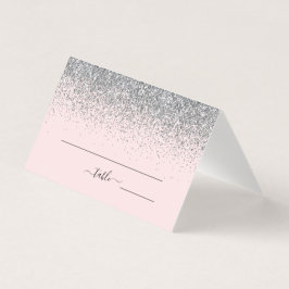 Blush Pink & Silver Glitzer Hochzeitsstimmung Plat