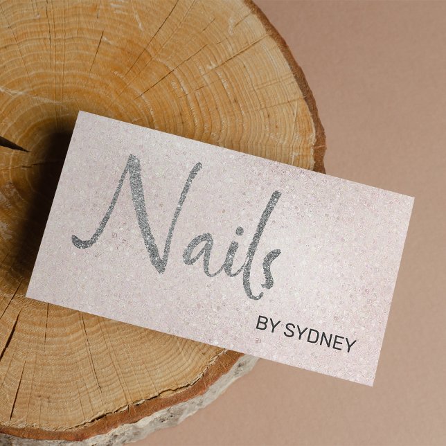 Blush Pink Silver Glitzer Nail Artist Visitenkarte (Blush Pink Silver Glitter Nail Artist )