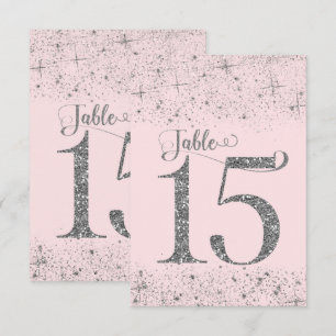 Blush Pink Silver Glitzer Tischnummern Nummer 15