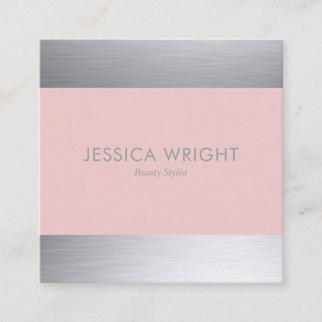 Blush Pink Silver Shimmer Classic Beruflich Quadratische Visitenkarte (Vorderseite)
