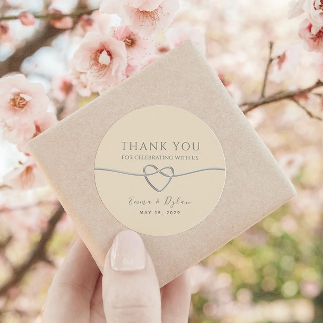 Blush Pink Silver Wedding Danke Runder Aufkleber (Von Creator hochgeladen)