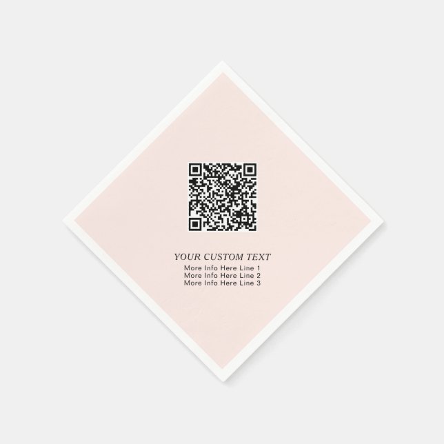 Blush Pink Simple Business QR Code Werbung Serviette (Ecke)