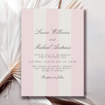 Blush Pink Simple Cabana Stripes Wedding Einladung<br><div class="desc">A simple blush pink and ivory cabana stripes wedding invitation, designed for couples who wish to blend casual charm with classic elegance. Featuring soft vertical stripes in a pastel blush pink tone and classic typography, this invitation perfectly complements beach weddings, barn venues, church weddings, or garden celebrations. The clean layout...</div>