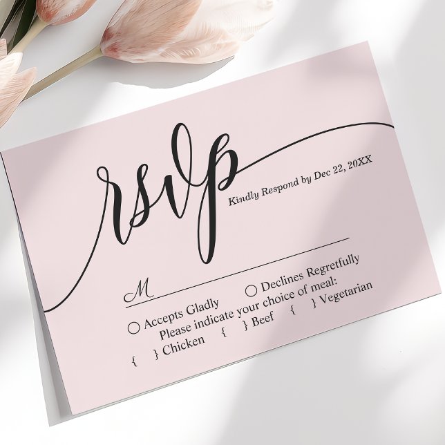 Blush Pink Simple Script Wedding RSVP Card Karte (Von Creator hochgeladen)