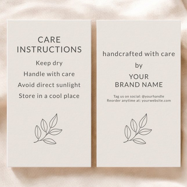 Blush Pink Small Business Care Instructions Visitenkarte (Von Creator hochgeladen)