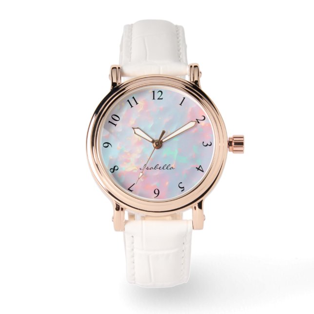 Blush Pink Soft Mint Gold Luxury Modern Collection Armbanduhr (Vorderseite)