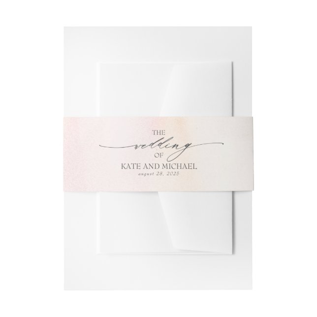 Blush Pink Soft Pastellfarben Wasserfarben Hochzei Einladungsbanderole (Vorderseite Beispiel)