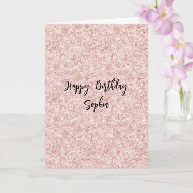 Blush Pink Sparkle Glitter Birthday Karte (Orchidee)