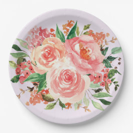 Blush Pink Spring Floral Bouquet Pappteller
