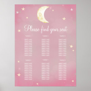 Blush Pink Star Moon Sky Babyduschkarte Poster