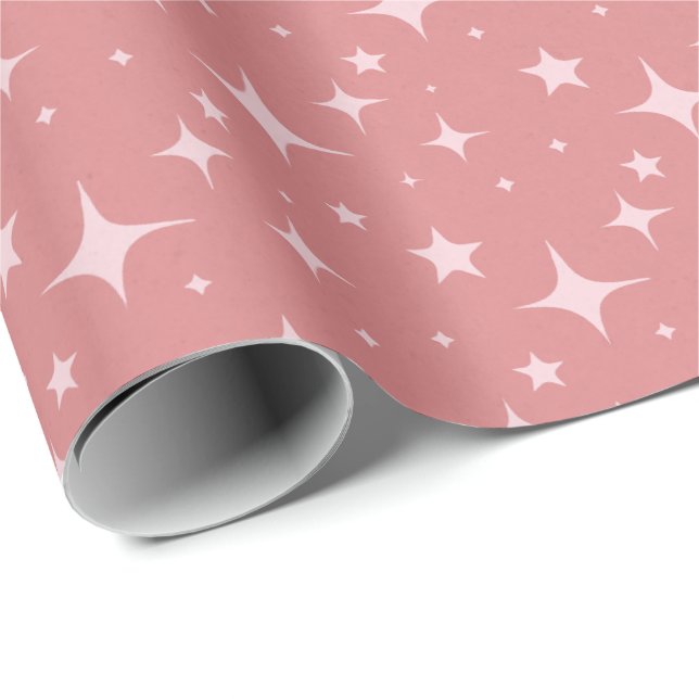 Blush Pink Stardust Gift Wrap - Weiche Rose Farbe Geschenkpapier (Rolleneckpunkt)