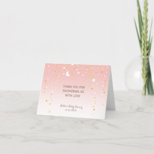 Blush Pink Stars Moon Babydusche Dankeskarte