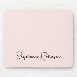 Blush Pink Stilftiges Script Personalisiert Monogr Mousepad