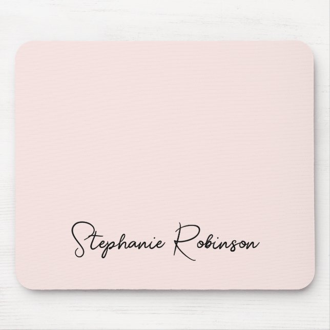 Blush Pink Stilftiges Script Personalisiert Monogr Mousepad (Vorne)